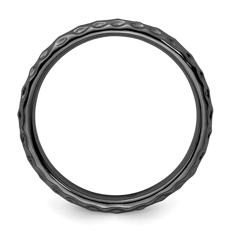 Sterling Silver Stackable Expressions Black Plated Ring