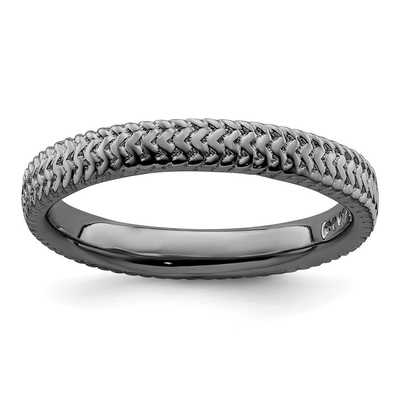 Sterling Silver Stackable Expressions Black Plated Ring