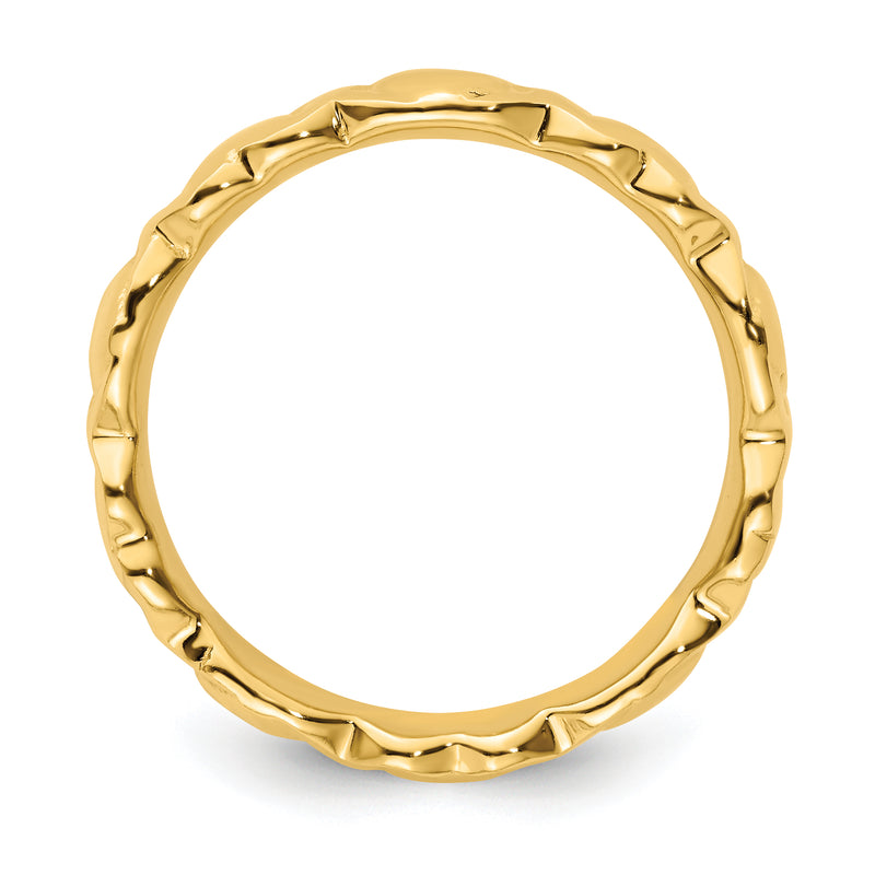 Sterling Silver Stackable Expressions Gold Plated Hearts Ring