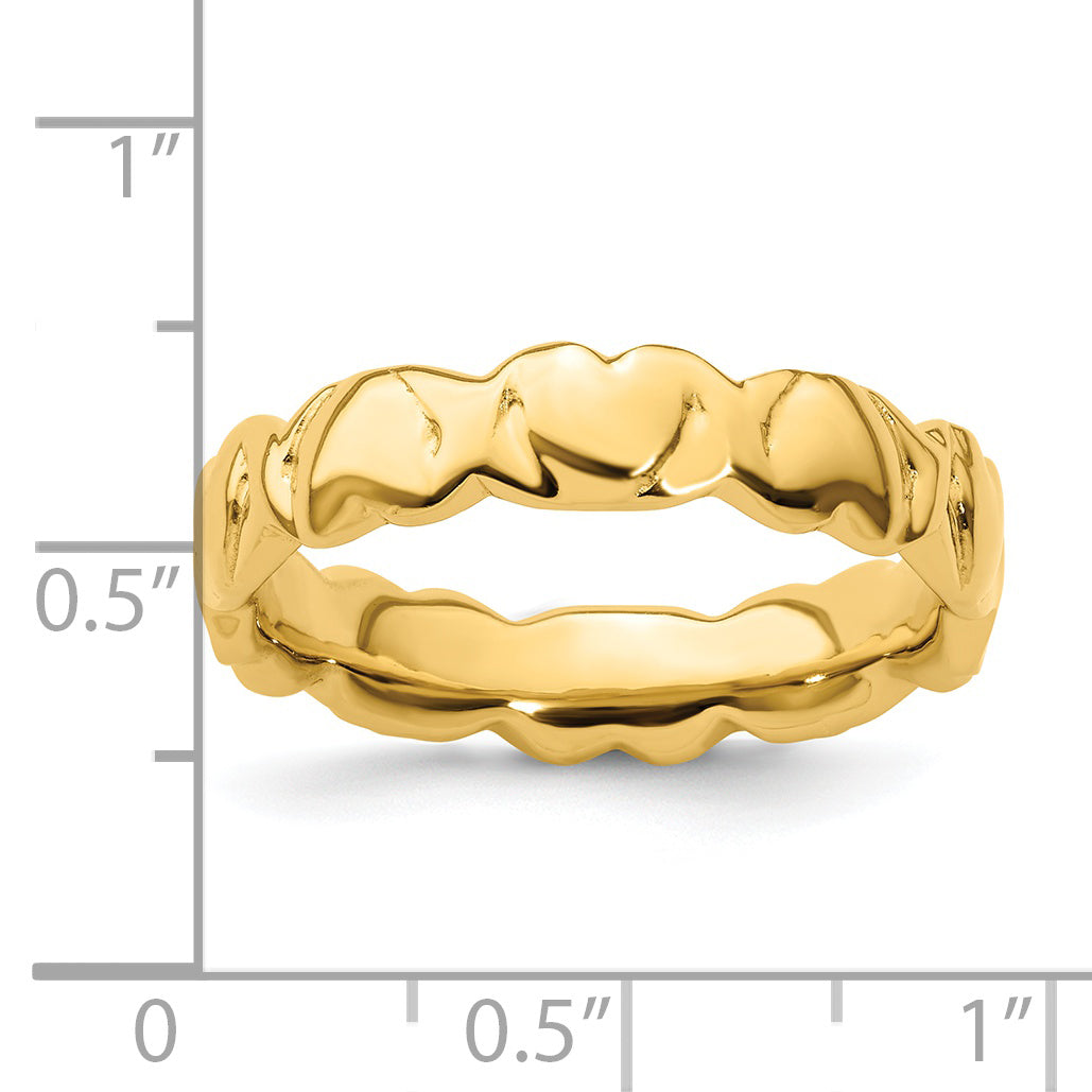 Sterling Silver Stackable Expressions Gold Plated Hearts Ring