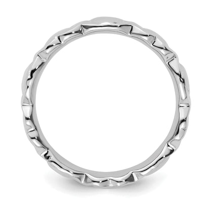 Sterling Silver Stackable Expressions Rhodium Hearts Ring