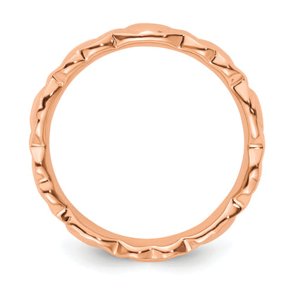 Sterling Silver Stackable Expressions Pink Plated Hearts Ring