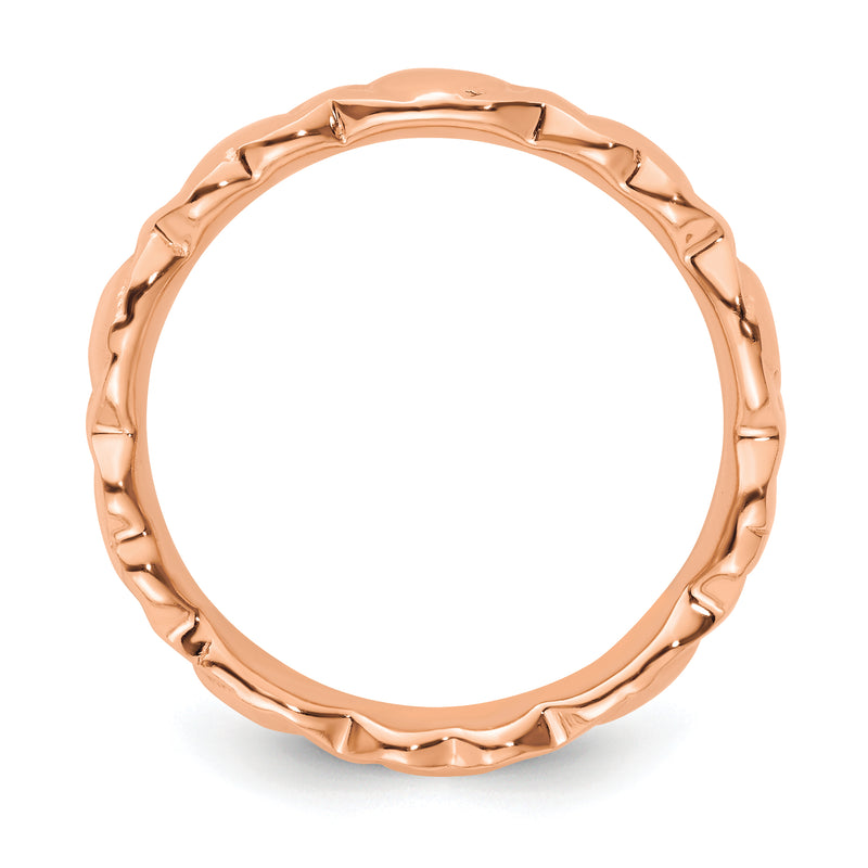 Sterling Silver Stackable Expressions Pink Plated Hearts Ring