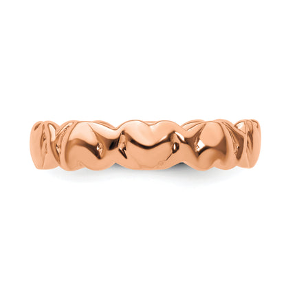 Sterling Silver Stackable Expressions Pink Plated Hearts Ring