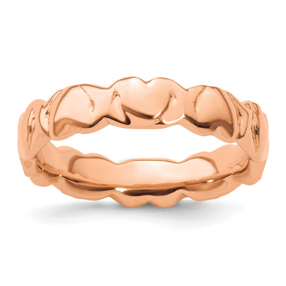 Sterling Silver Stackable Expressions Pink Plated Hearts Ring