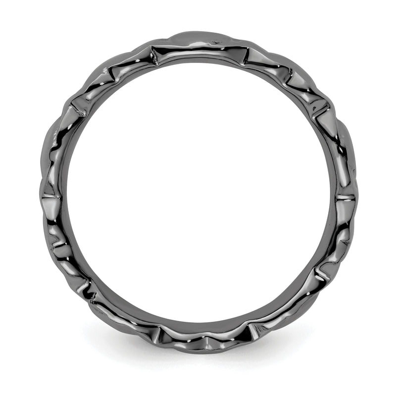 Sterling Silver Stackable Expressions Black Plated Hearts Ring