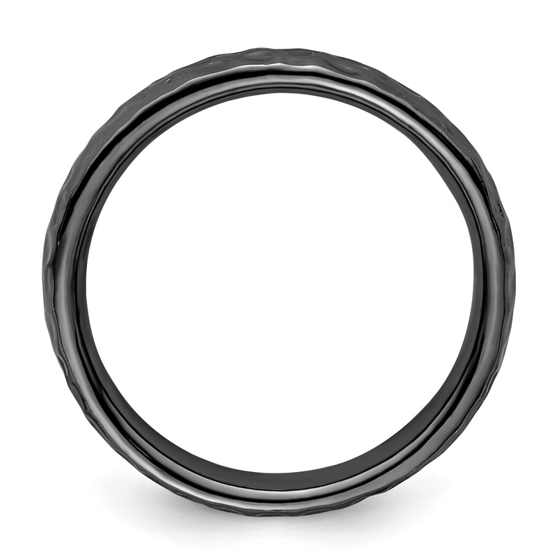 Sterling Silver Stackable Expressions Black Plated Ring