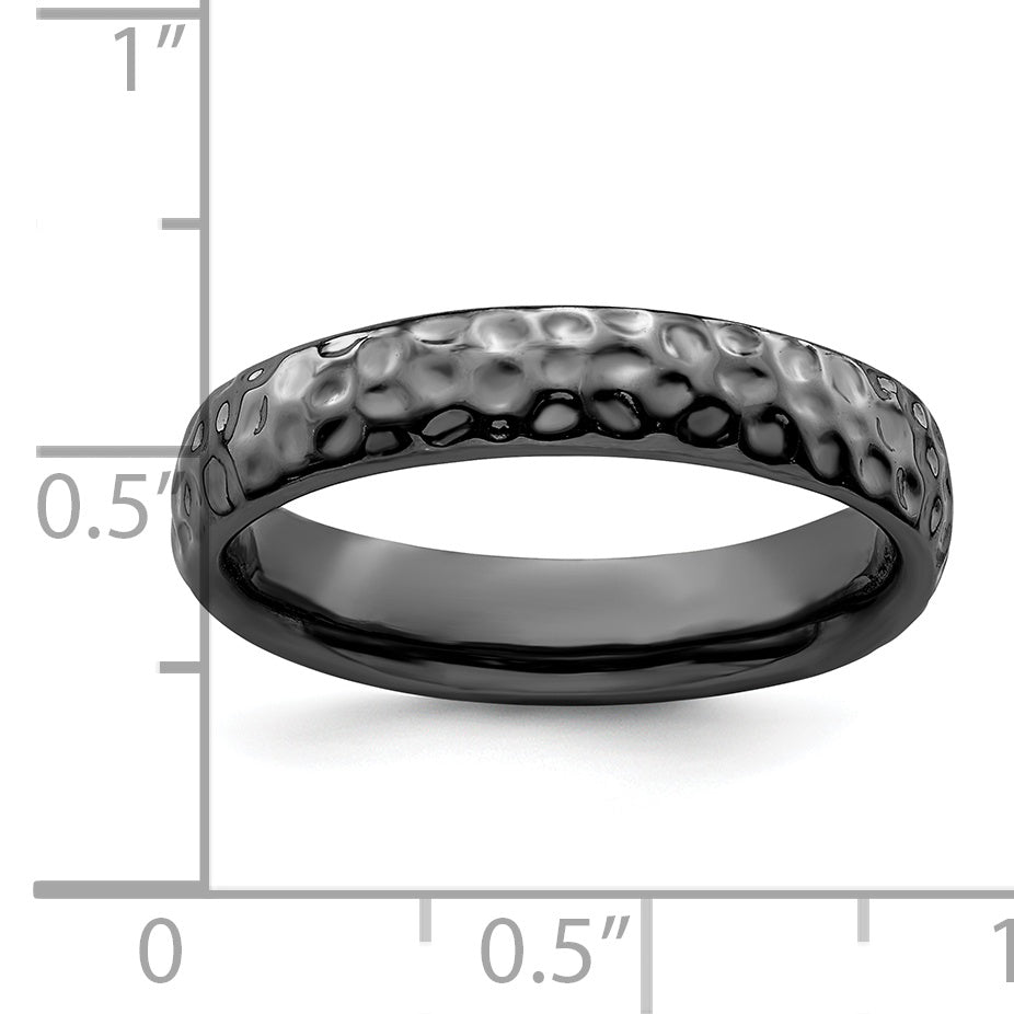 Sterling Silver Stackable Expressions Black Plated Ring