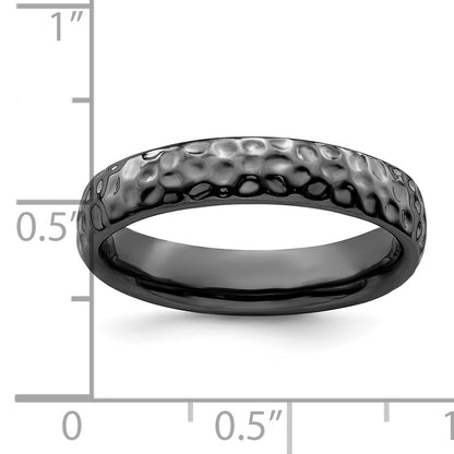Sterling Silver Stackable Expressions Black Plated Ring