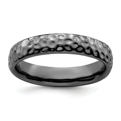 Sterling Silver Stackable Expressions Black Plated Ring