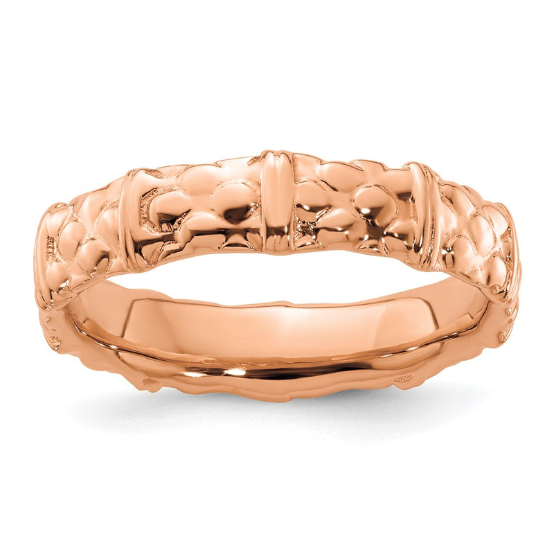 Sterling Silver Stackable Expressions Pink Plated Ring