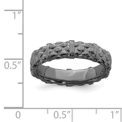 Sterling Silver Stackable Expressions Black Plated Ring