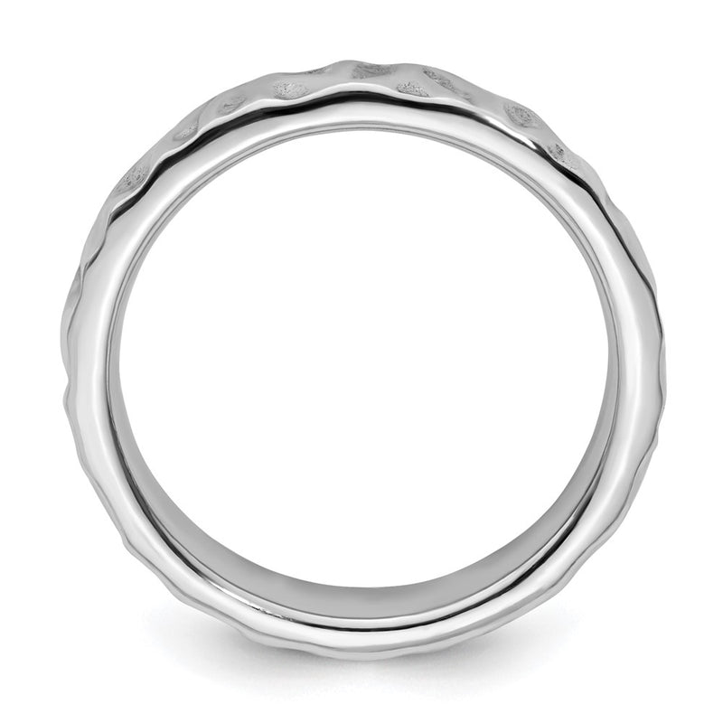Sterling Silver Stackable Expressions Rhodium Ring (Size 5 Only)