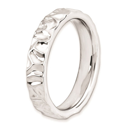 Sterling Silver Stackable Expressions Rhodium Ring (Size 5 Only)