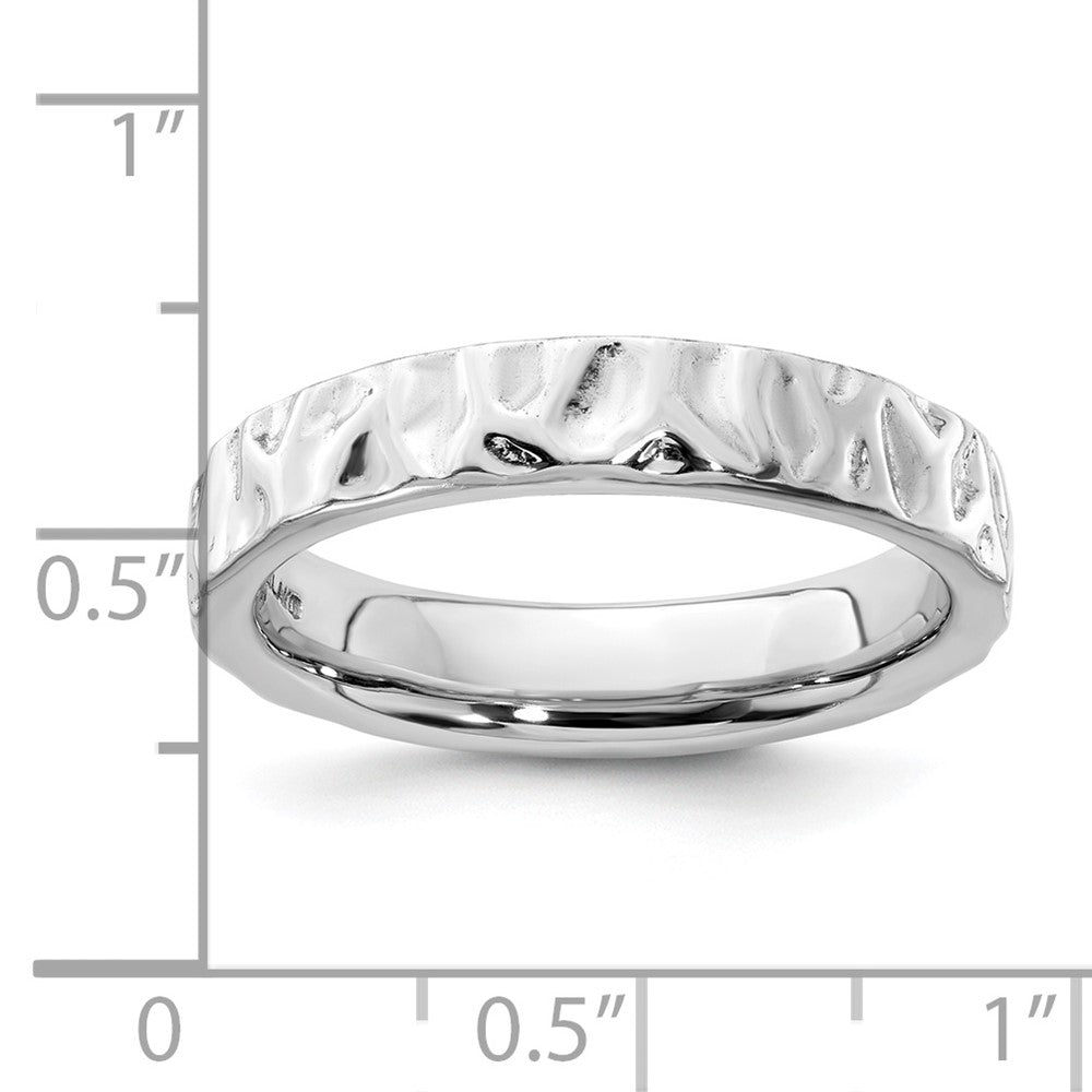 Sterling Silver Stackable Expressions Rhodium Ring (Size 5 Only)