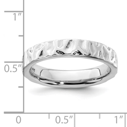 Sterling Silver Stackable Expressions Rhodium Ring (Size 5 Only)