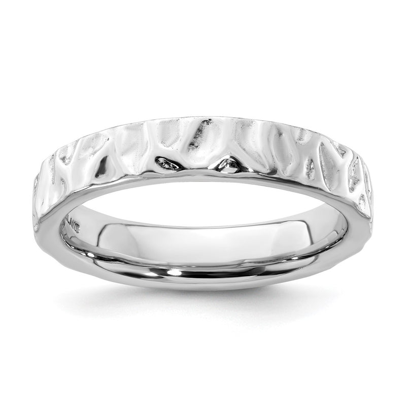 Sterling Silver Stackable Expressions Rhodium Ring (Size 5 Only)