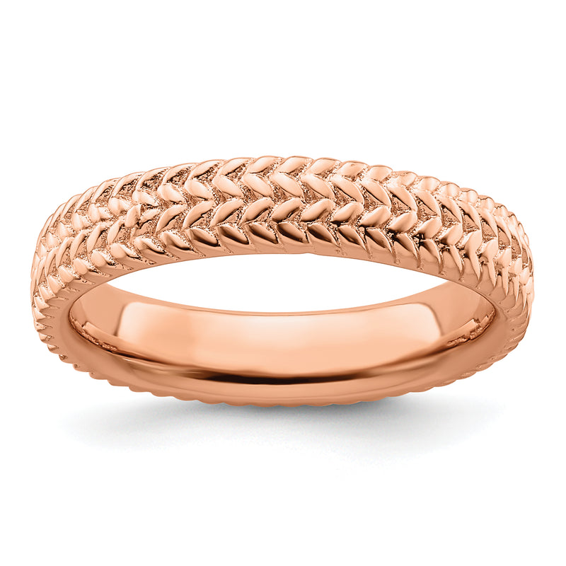 Sterling Silver Stackable Expressions Pink Plated Ring