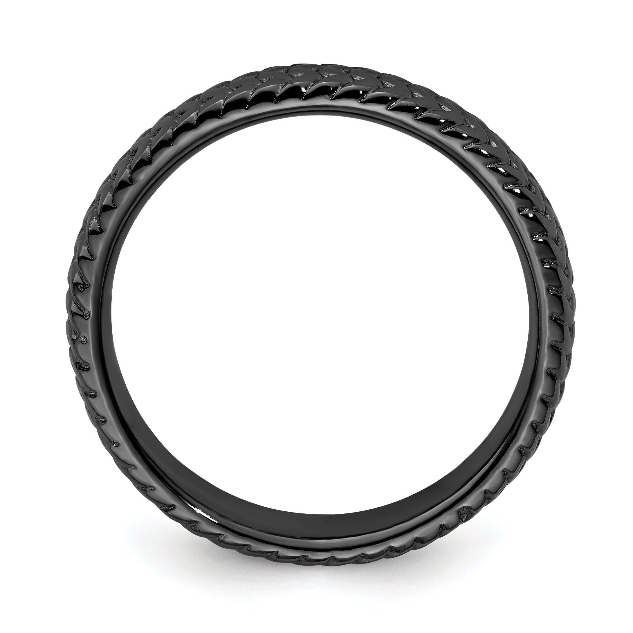 Sterling Silver Stackable Expressions Black Plated Ring