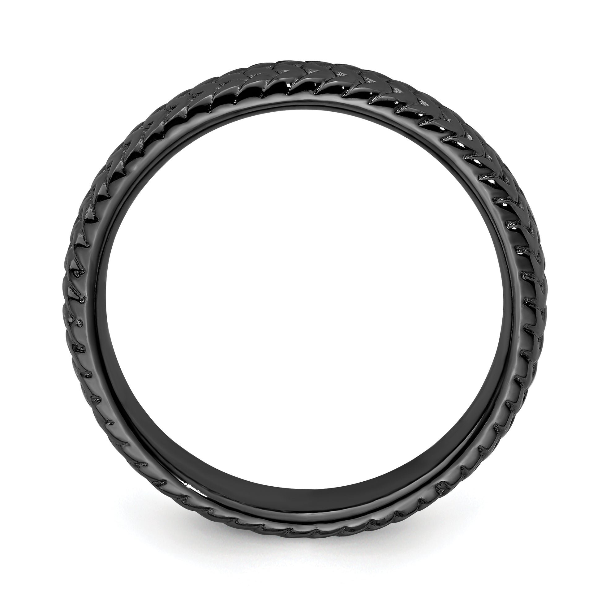 Sterling Silver Stackable Expressions Black Plated Ring