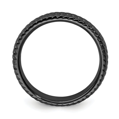 Sterling Silver Stackable Expressions Black Plated Ring
