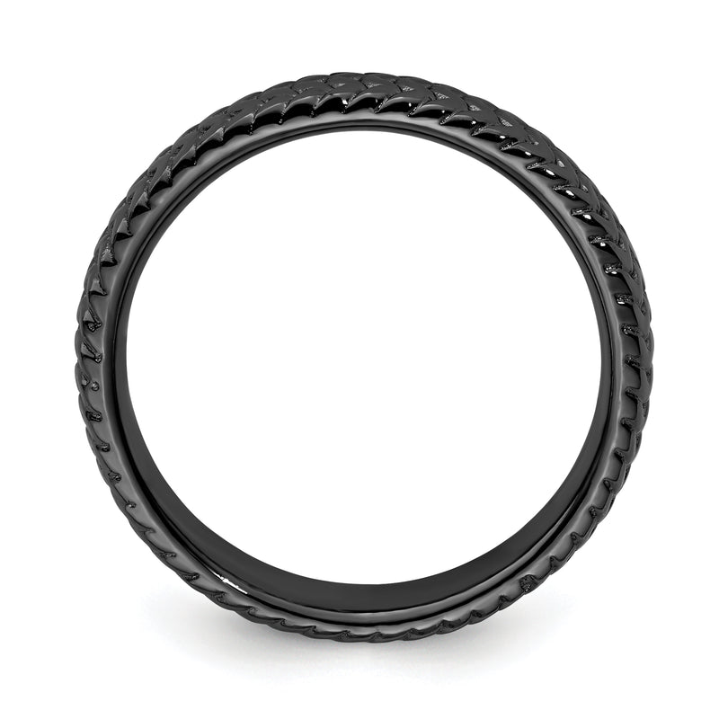 Sterling Silver Stackable Expressions Black Plated Ring