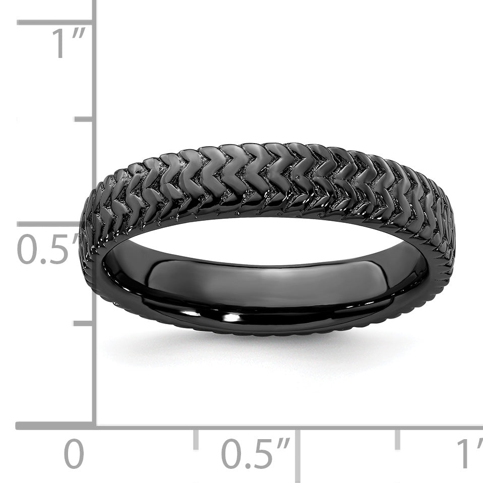Sterling Silver Stackable Expressions Black Plated Ring