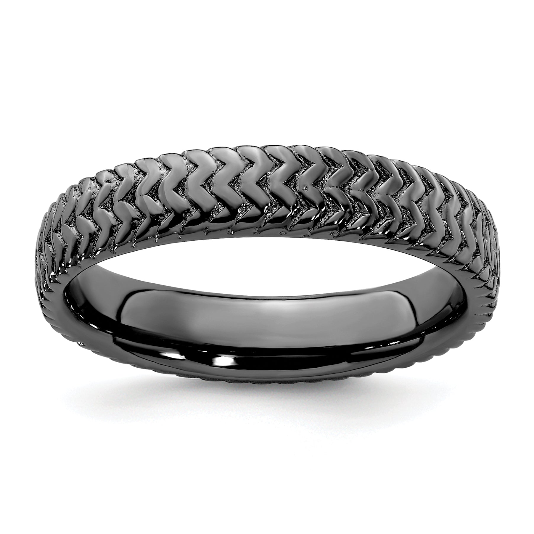 Sterling Silver Stackable Expressions Black Plated Ring