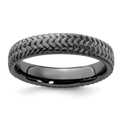 Sterling Silver Stackable Expressions Black Plated Ring