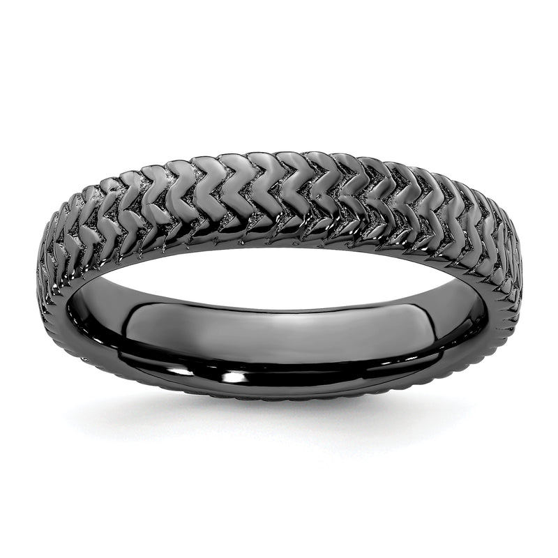 Sterling Silver Stackable Expressions Black Plated Ring