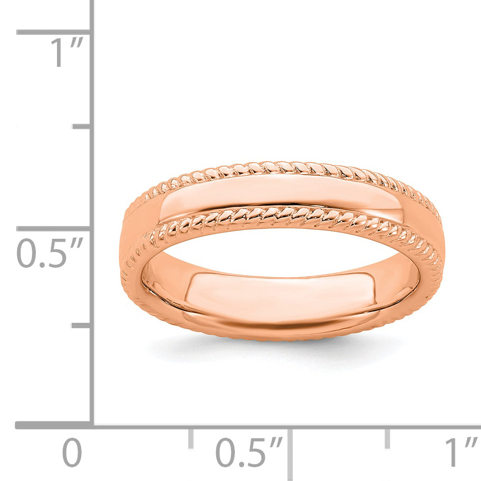Sterling Silver Stackable Expressions Pink Plated Ring