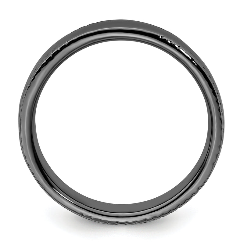 Sterling Silver Stackable Expressions Black Plated Ring