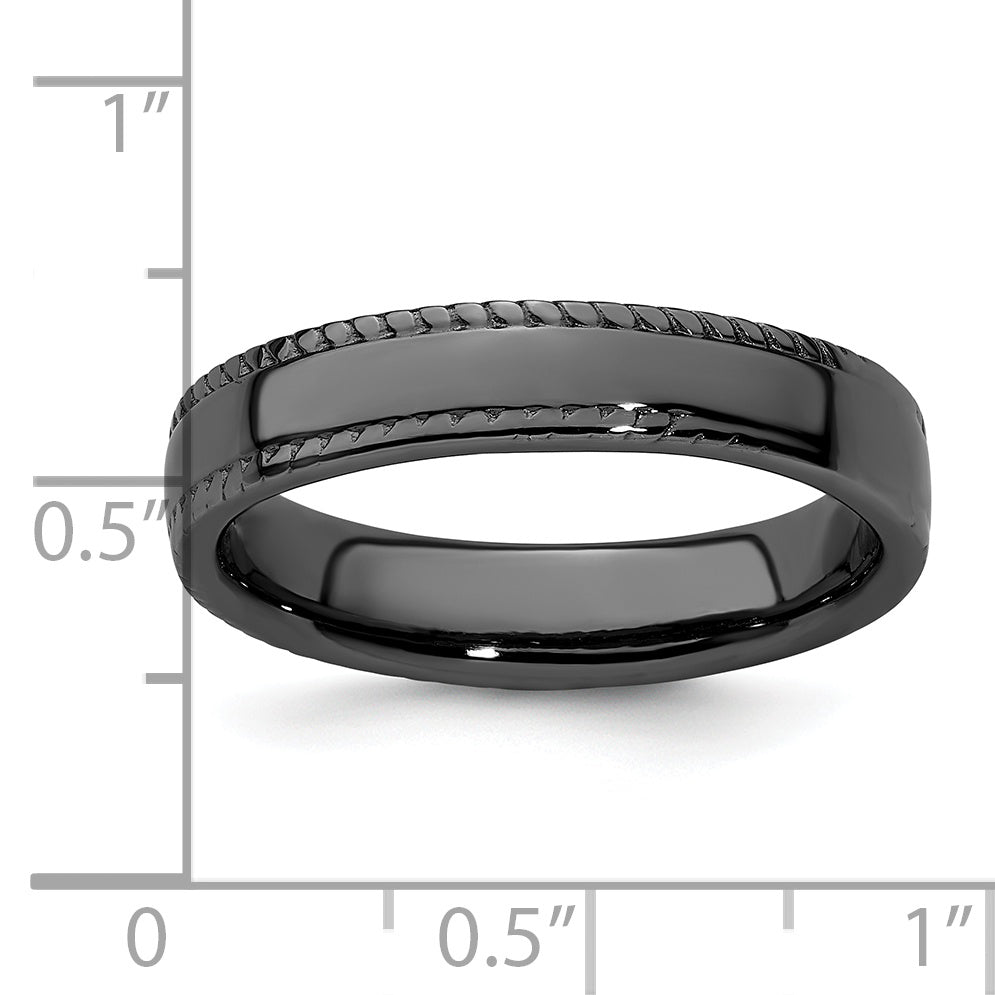 Sterling Silver Stackable Expressions Black Plated Ring
