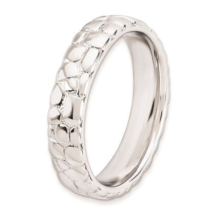 Sterling Silver Stackable Expressions Rhodium Ring (Size 7 Only)