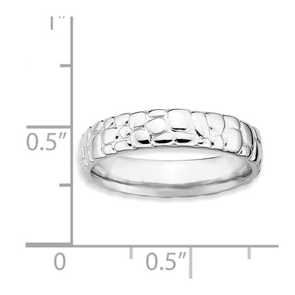 Sterling Silver Stackable Expressions Rhodium Ring (Size 7 Only)