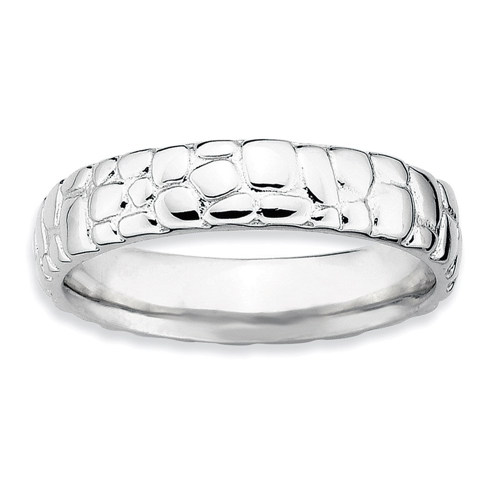 Sterling Silver Stackable Expressions Rhodium Ring (Size 7 Only)