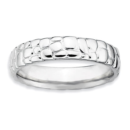 Sterling Silver Stackable Expressions Rhodium Ring (Size 7 Only)