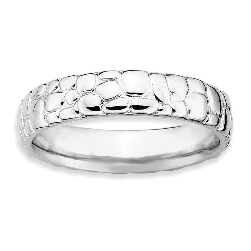 Sterling Silver Stackable Expressions Rhodium Ring (Size 7 Only)