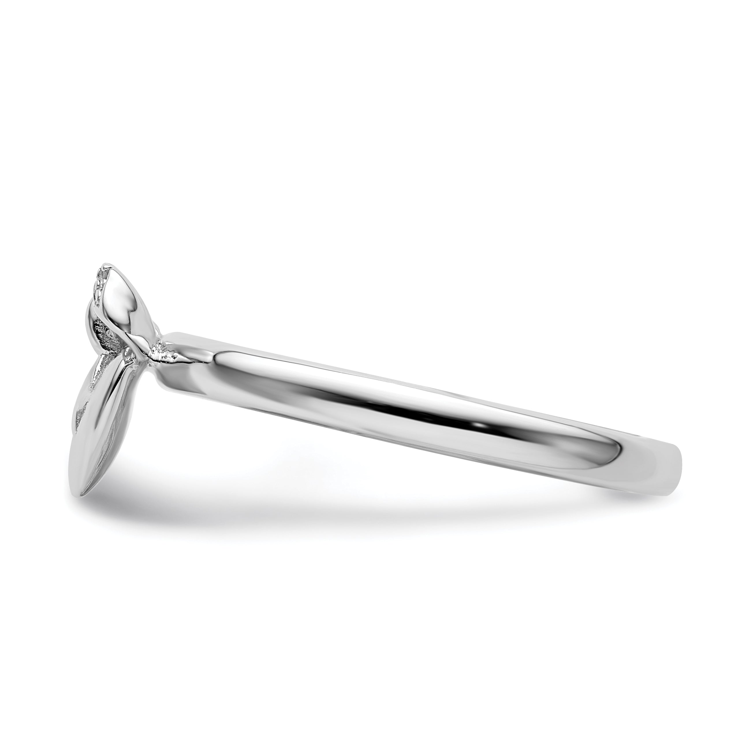 Sterling Silver Stackable Expressions Heart With Bow Diamond Ring