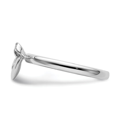 Sterling Silver Stackable Expressions Heart With Bow Diamond Ring