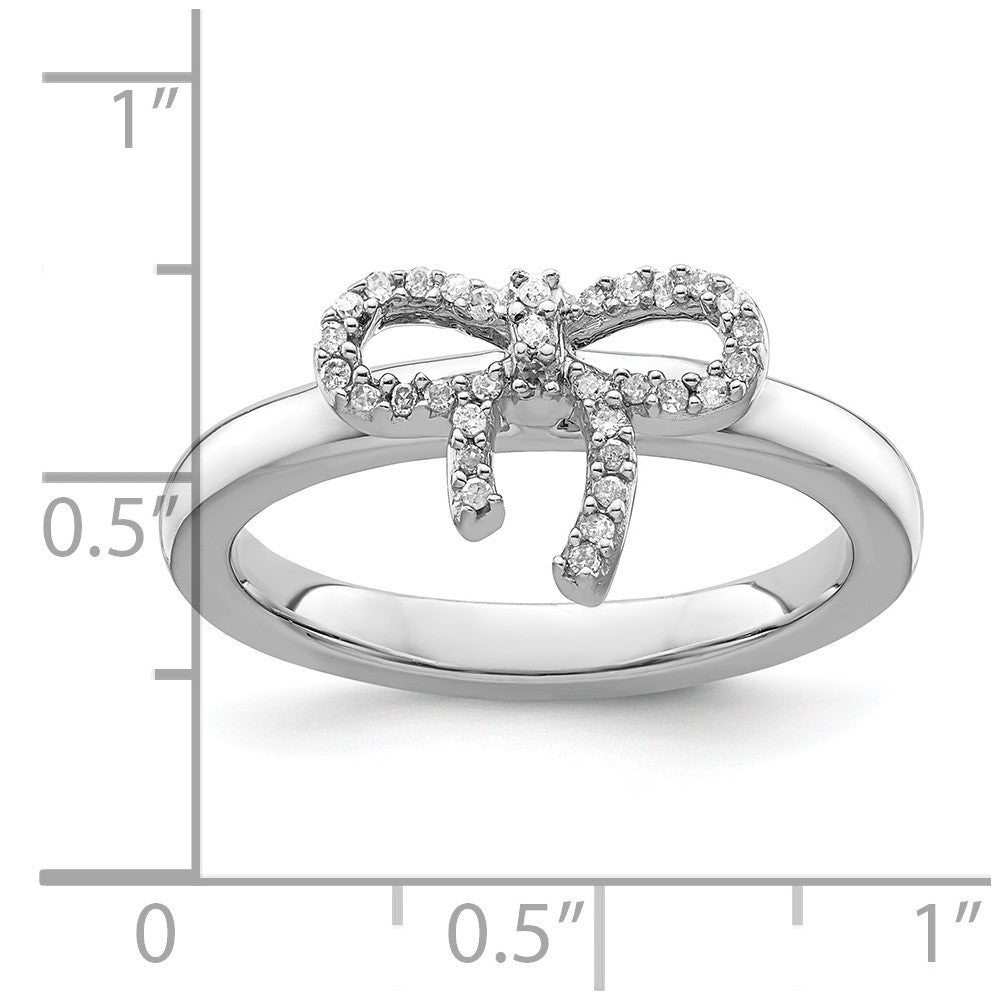 Sterling Silver Stackable Expressions Bow Diamond Ring (Size 9 Only)