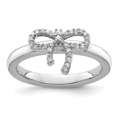Sterling Silver Stackable Expressions Bow Diamond Ring (Size 9 Only)