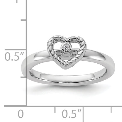 Sterling Silver Stackable Expressions Heart Diamond Ring
