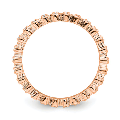 Sterling Silver Stackable Expressions Diamond Pink Plated Ring