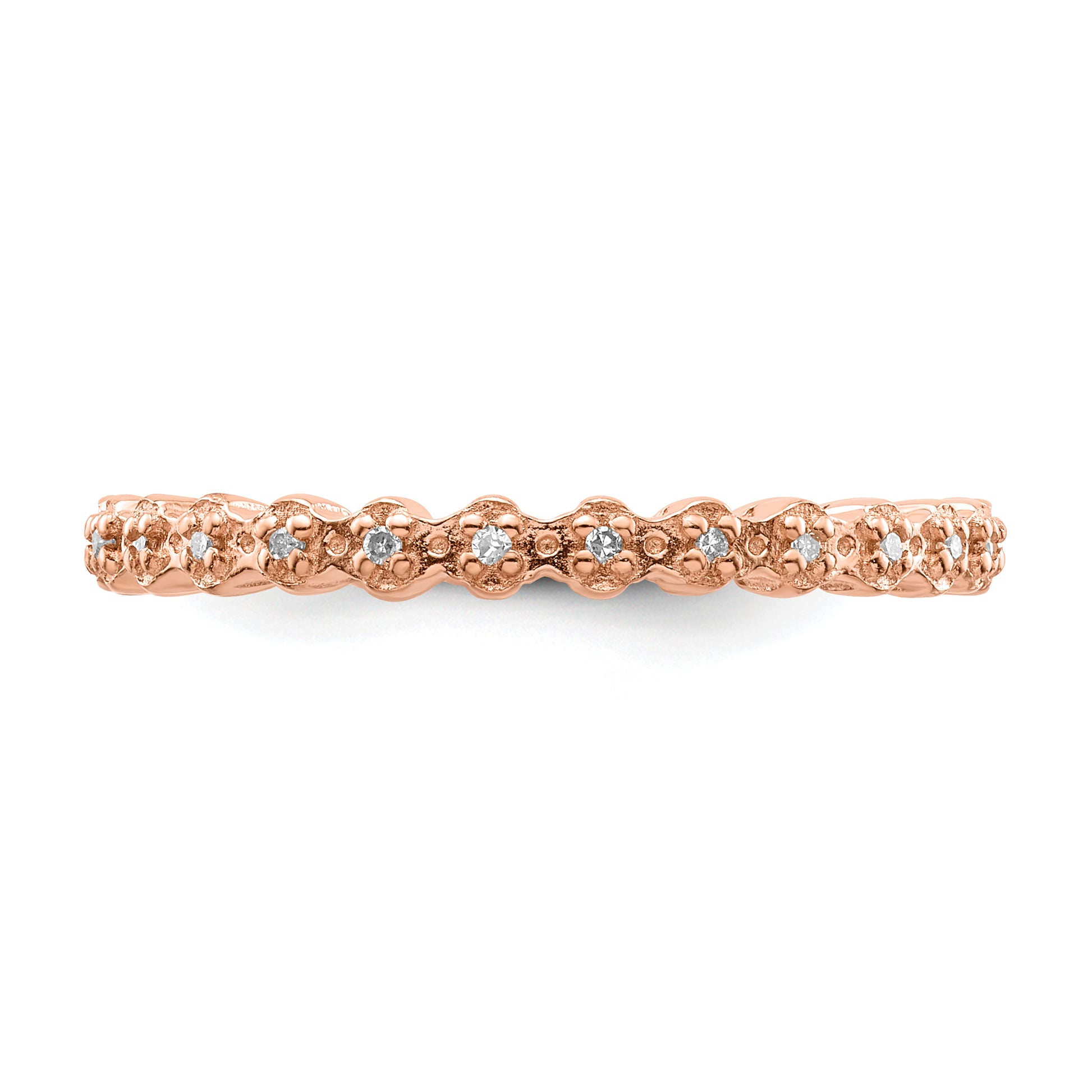 Sterling Silver Stackable Expressions Diamond Pink Plated Ring