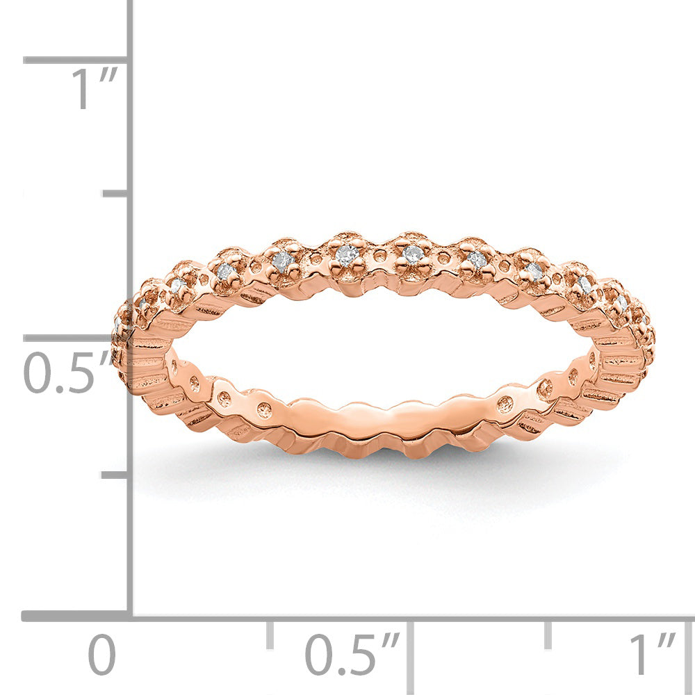 Sterling Silver Stackable Expressions Diamond Pink Plated Ring