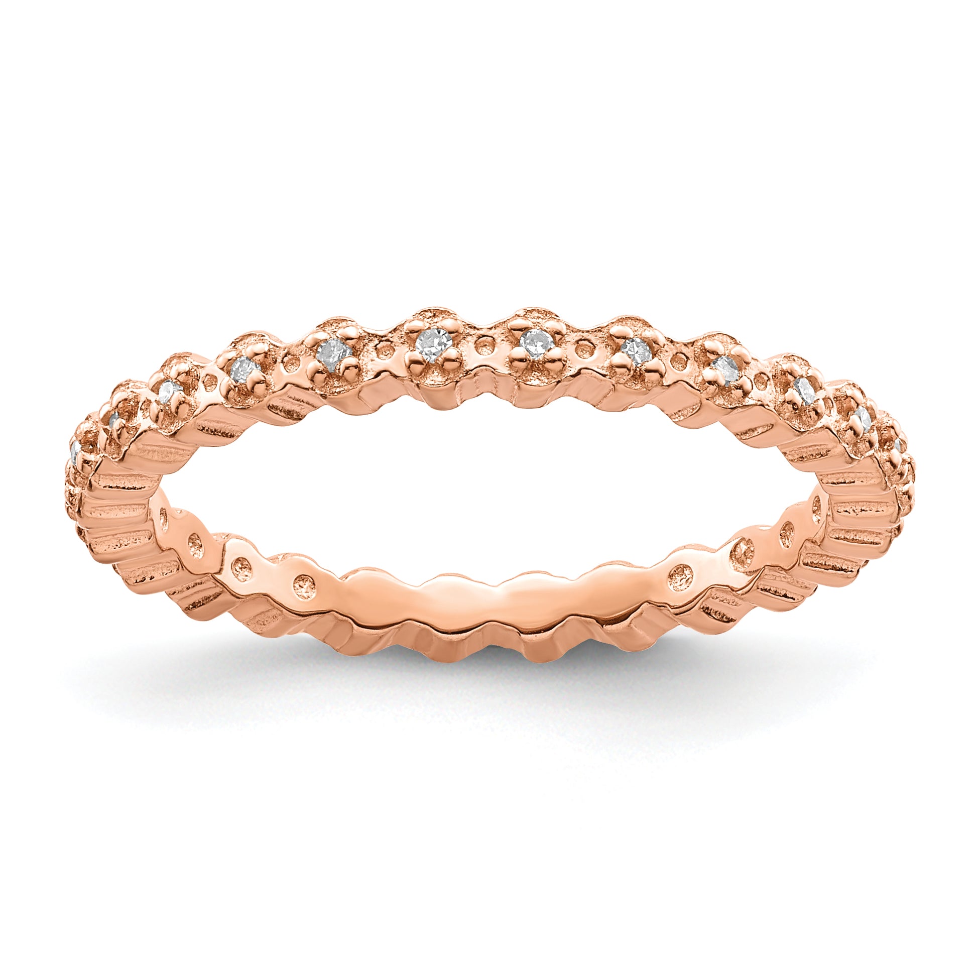 Sterling Silver Stackable Expressions Diamond Pink Plated Ring