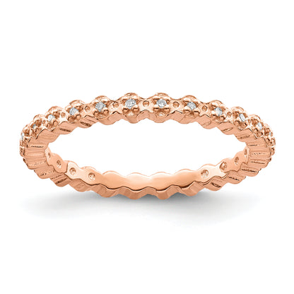 Sterling Silver Stackable Expressions Diamond Pink Plated Ring
