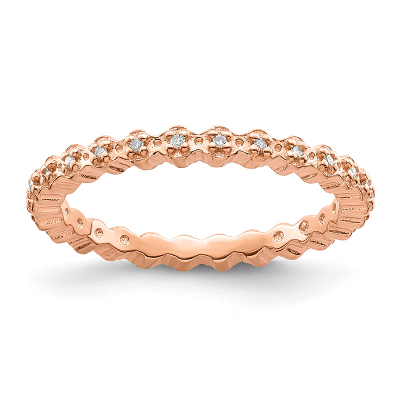 Sterling Silver Stackable Expressions Diamond Pink Plated Ring