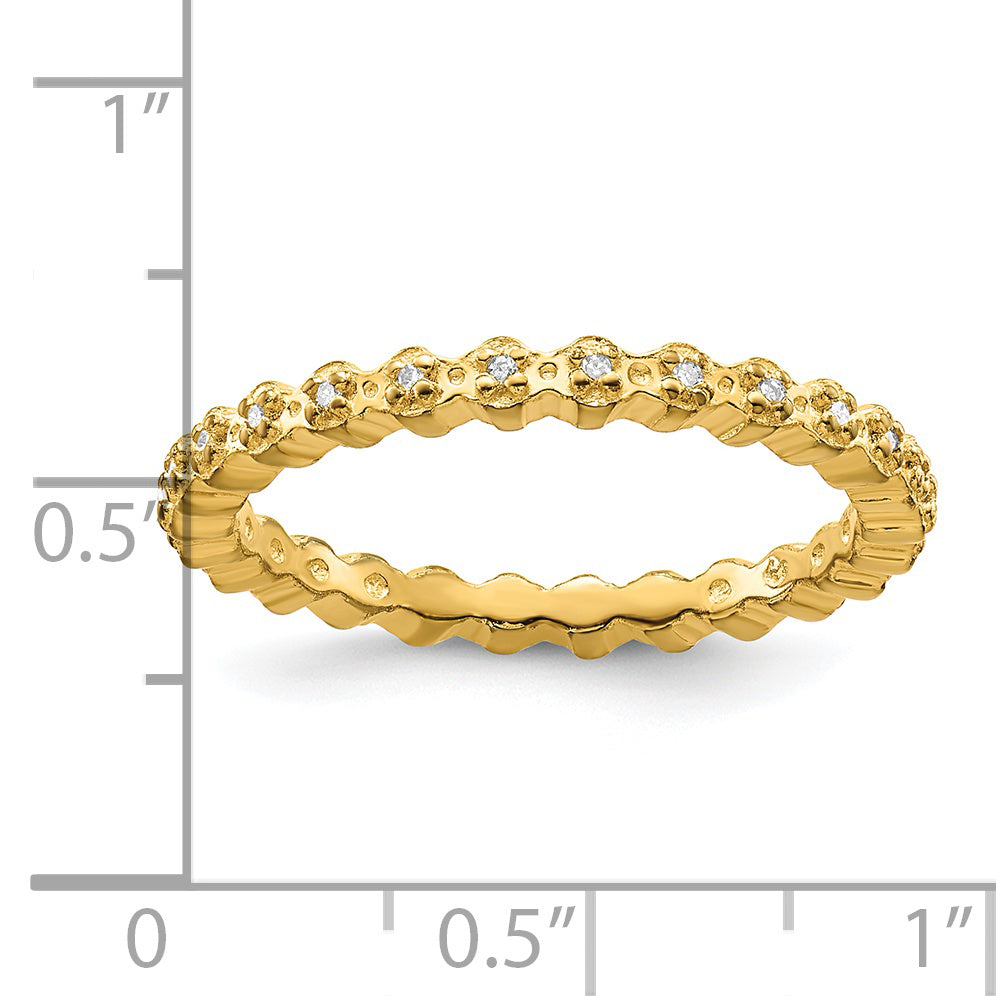 Sterling Silver Stackable Expressions Diamond Gold Plated Ring